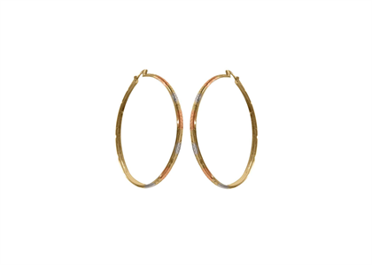 3 Tone Plated | Diamond Cut Bangle Earrings With V